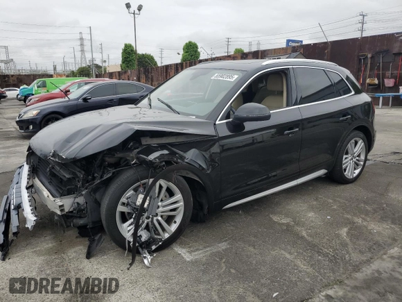 2018 Audi Q5 Premium Plus with VIN WA1BNAFY4J2151517, listed as a Copart auction lot 55902895 with 80,026 mi miles and Salvage title. Bid and sale history available at DreamBid. Image 1.