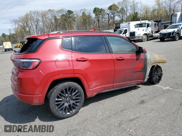 2023 Jeep Compass (RED) Edition with VIN 3C4NJDCN7PT527581, listed as a Copart auction lot 53448295 with Not Provided miles and Non Repairable. Bid and sale history available at carsss.com. Image 3.