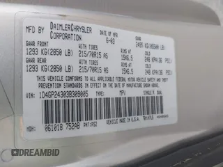 2003 Dodge Caravan SE with VIN 1D4GP24303B309005, listed as a IAAI auction lot 41263299 with 116,566 mi miles and . Bid and sale history available at carsss.com. Image 9.