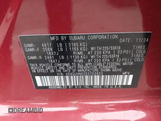 2025 Subaru Crosstrek Limited with VIN 4S4GUHN63S3702650, listed as a IAAI auction lot 42001999 with 2,291 mi miles. Bid and sale history available at carsss.com. Image 9.