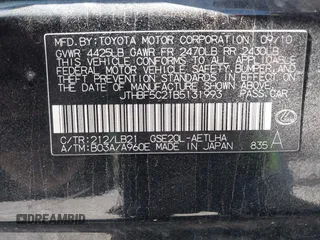 2011 Lexus IS 250 z VIN JTHBF5C21B5131993, wystawiony jako IAAI lot #42239387 z przebiegiem 239 610 mil mil oraz . Historia ofert i sprzedaży dostępna na DreamBid. Obrazek 9.