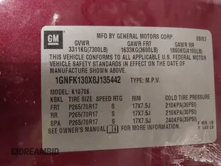 2008 Chevrolet Tahoe LTZ with VIN 1GNFK130X8J135442, listed as a IAAI auction lot 41636838 with 300,602 mi miles and . Bid and sale history available at DreamBid. Image 9.