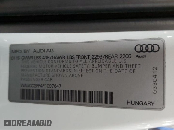 2015 Audi A3 Premium Plus z VIN WAUCCGFF4F1097647, wystawiony jako Copart lot #57966735 z przebiegiem 179 233 mil mil oraz Czysty tytuł • Clean title. Historia ofert i sprzedaży dostępna na DreamBid. Obrazek 13.