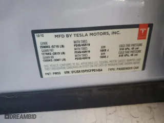 2012 Tesla Model S Performance with VIN 5YJSA1DP2CFP01454, listed as a Copart auction lot 53503025 with 116,636 mi miles and Salvage Title. Bid and sale history available at carsss.com. Image 12.