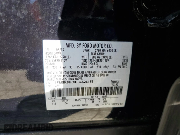 2020 Ford Explorer Platinum with VIN 1FM5K8HCXLGA26156, listed as a Copart auction lot 88987085 with 21,261 mi miles and Salvage Title. Bid and sale history available at carsss.com. Image 13.