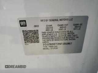 2022 Chevrolet Malibu LS with VIN 1G1ZB5ST3NF191867, listed as a Copart auction lot 48510535 with 45,455 mi miles and Salvage Title. Bid and sale history available at DreamBid. Image 12.