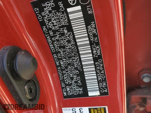 2013 Toyota Prius Two with VIN JTDZN3EU1D3189963, listed as a Copart auction lot 54048045 with 146,001 mi miles and Salvage Title. Bid and sale history available at carsss.com. Image 12.