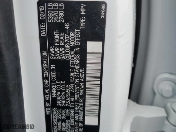 2019 Volvo XC60 Inscription with VIN LYV102RL5KB353465, listed as a Copart auction lot 45208625 with 72,709 mi miles and Salvage Title. Bid and sale history available at carsss.com. Image 15.