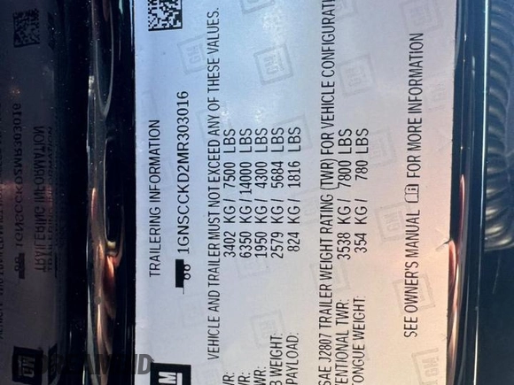 2021 Chevrolet Suburban LT z VIN 1GNSCCKD2MR303016, wystawiony jako Copart lot #61634185 z przebiegiem 244 286 mil mil oraz Czysty tytuł • Clean title. Historia ofert i sprzedaży dostępna na DreamBid. Obrazek 10.