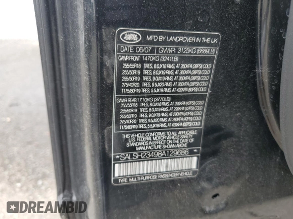 2008 Land Rover Range Rover Sport SC with VIN SALSH23498A129686, listed as a Copart auction lot 64208345 with 115,389 mi miles and Salvage title. Bid and sale history available at DreamBid. Image 13.