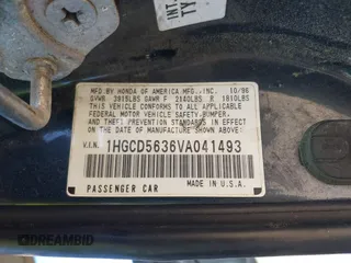 1997 Honda Accord LX with VIN 1HGCD5636VA041493, listed as a IAAI auction lot 41819641 with 201,308 mi miles and . Bid and sale history available at carsss.com. Image 9.