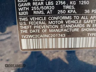 2022 Volkswagen Atlas SE z VIN 1V2WC2CA0NC201743, wystawiony jako IAAI lot #41806601 z przebiegiem Nie podano mil oraz . Historia ofert i sprzedaży dostępna na DreamBid. Obrazek 9.