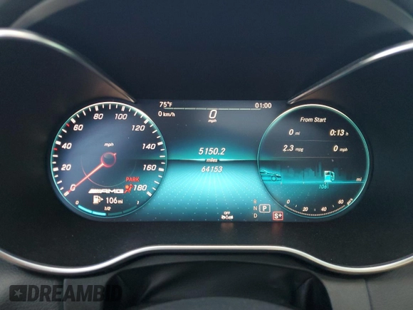 2019 Mercedes-Benz C 43 AMG with VIN 55SWF6EB7KU309344, listed as a Copart auction lot 50635725 with 64,153 mi miles and Salvage title. Bid and sale history available at DreamBid. Image 9.