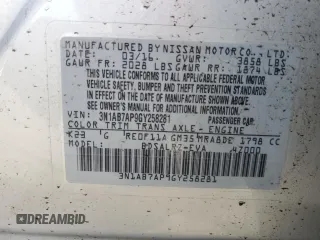 2016 Nissan Sentra SV with VIN 3N1AB7AP9GY258281, listed as a Copart auction lot 52052395 with 80,888 mi miles and Salvage Title. Bid and sale history available at DreamBid. Image 15.