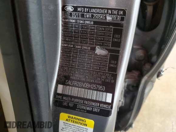 2011 Land Rover LR2 HSE with VIN SALFR2BN0BH257953, listed as a Copart auction lot 52681475 with 162,151 mi miles and Salvage Title. Bid and sale history available at DreamBid. Image 15.