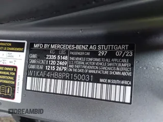 2023 Mercedes-Benz C 300 with VIN W1KAF4HB8PR150031, listed as a IAAI auction lot 42186906 with 14,816 mi miles and . Bid and sale history available at DreamBid. Image 9.