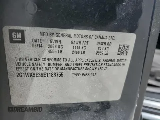 2014 Chevrolet Impala LS with VIN 2G1WA5E36E1183755, listed as a Copart auction lot 52616585 with 144,258 mi miles and Salvage Title. Bid and sale history available at DreamBid. Image 12.