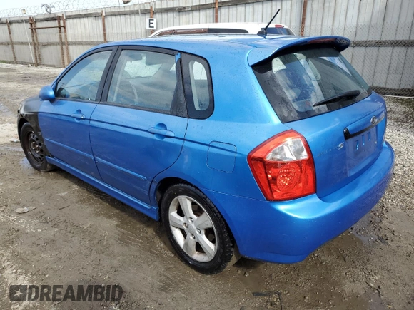 2007 Kia Spectra with VIN KNAFE162875009064, listed as a Copart auction lot 44762265 with 186,857 mi miles and Clean Title. Bid and sale history available at carsss.com. Image 2.