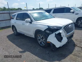 2021 Hyundai Palisade SEL z VIN KM8R44HE1MU208515, wystawiony jako IAAI lot #42113993 z przebiegiem 108 473 mil mil oraz . Historia ofert i sprzedaży dostępna na DreamBid. Obrazek 1.