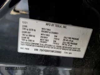 2022 Tesla Model Y Performance with VIN 7SAYGDEF5NF339965, listed as a Copart auction lot 62187545 with 93,156 mi miles and Salvage title. Bid and sale history available at DreamBid. Image 12.