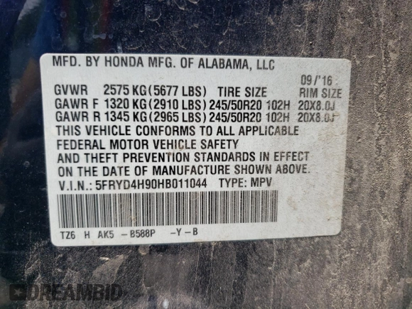 2017 Acura MDX Advance z VIN 5FRYD4H90HB011044, wystawiony jako Copart lot #55206385 z przebiegiem 201 377 mil mil oraz Szkoda całkowita • Salvage title. Historia ofert i sprzedaży dostępna na DreamBid. Obrazek 14.