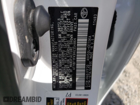 2017 Toyota Camry XLE with VIN 4T1BF1FK9HU354864, listed as a Copart auction lot 53758885 with 32,883 mi miles and Salvage Title. Bid and sale history available at carsss.com. Image 13.