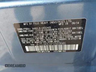 2015 Subaru Forester 2.5i Premium with VIN JF2SJADC6FG503646, listed as a IAAI auction lot 41861221 with 135,361 mi miles. Bid and sale history available at carsss.com. Image 9.