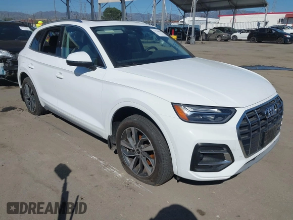 2021 Audi Q5 Premium with VIN WA1AAAFY6M2045811, listed as a IAAI auction lot 41750550 with 9,563 mi miles and . Bid and sale history available at DreamBid. Image 1.