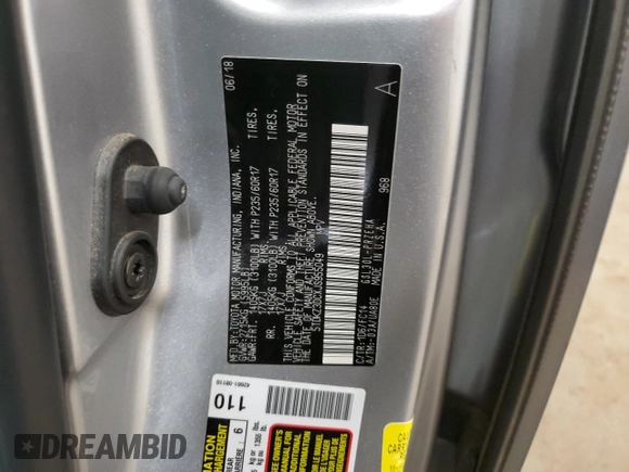 2018 Toyota Sienna LE Auto Access Seat with VIN 5TDKZ3DCXJS955049, listed as a Copart auction lot 56515175 with 75,293 mi miles and Salvage title. Bid and sale history available at DreamBid. Image 14.