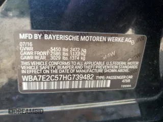 2017 BMW 7 Series 740i with VIN WBA7E2C57HG739482, listed as a Copart auction lot 53652145 with 102,418 mi miles and Salvage title. Bid and sale history available at DreamBid. Image 13.