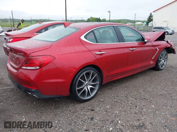 2021 Genesis G70 2.0T with VIN KMTG44LA0MU075456, listed as a IAAI auction lot 42212601 with 19,503 mi miles and . Bid and sale history available at DreamBid. Image 4.