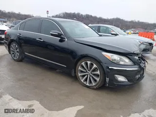 2013 Hyundai Genesis 5.0L R-Spec with VIN KMHGC4DH5DU256092, listed as a IAAI auction lot 41554850 with 163,573 mi miles. Bid and sale history available at carsss.com. Image 1.