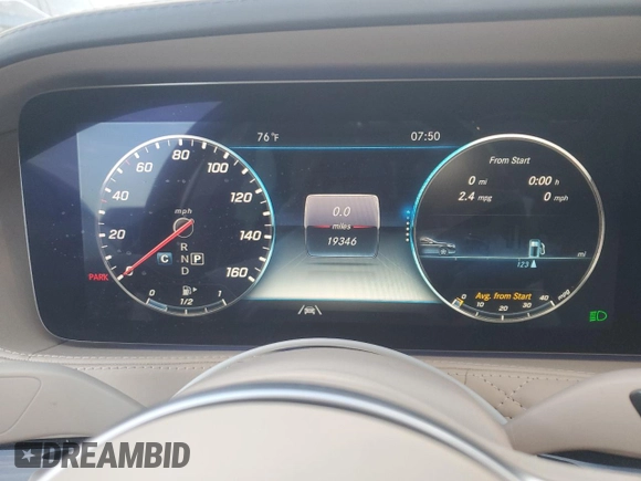 2020 Mercedes-Benz S-Class Maybach S 560 with VIN W1KUX8GB2LA555345, listed as a Copart auction lot 74053994 with 19,346 mi miles and Non Repairable. Bid and sale history available at carsss.com. Image 9.