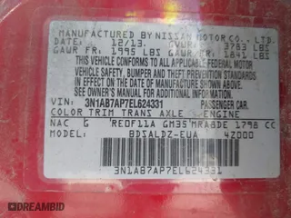 2014 Nissan Sentra SR with VIN 3N1AB7AP7EL624331, listed as a IAAI auction lot 41887132 with 207,557 mi miles. Bid and sale history available at carsss.com. Image 9.