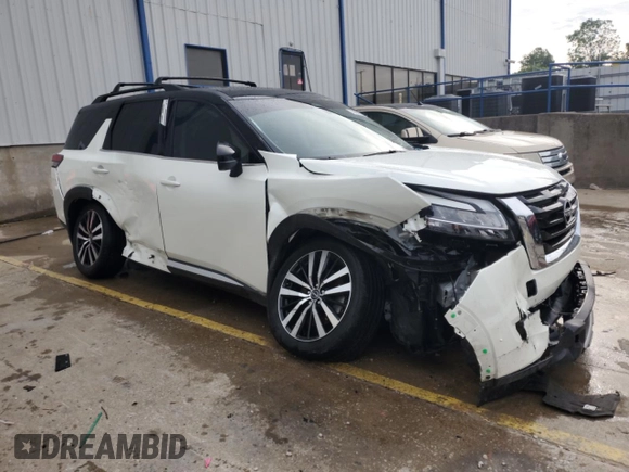 2023 Nissan Pathfinder Platinum with VIN 5N1DR3DK0PC277403, listed as a Copart auction lot 59861525 with 22,966 mi miles and Non repairable. Bid and sale history available at DreamBid. Image 4.