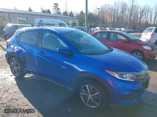 2021 Honda HR-V EX-L with VIN 3CZRU5H7XMM705640, listed as a IAAI auction lot 41223022 with 84,105 mi miles. Bid and sale history available at carsss.com. Image 1.