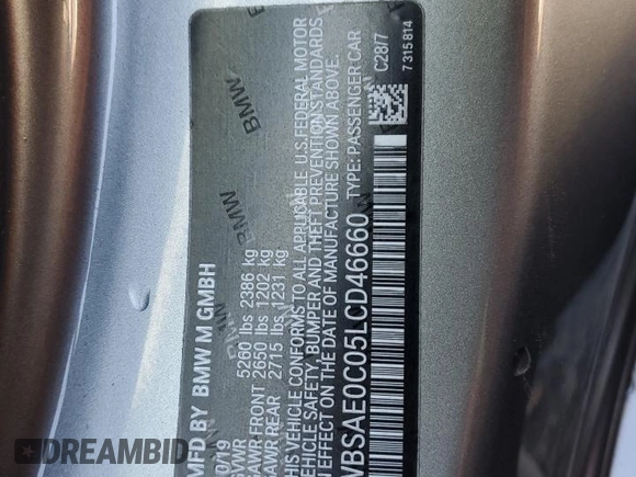 2020 BMW M8 z VIN WBSAE0C05LCD46660, wystawiony jako Copart lot #84676424 z przebiegiem 48 569 mil mil oraz Szkoda całkowita • Salvage title. Historia ofert i sprzedaży dostępna na DreamBid. Obrazek 12.