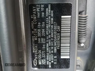 2024 Hyundai Elantra SEL z VIN KMHLM4DG4RU818817, wystawiony jako Copart lot #51142255 z przebiegiem 10 725 mil mil oraz Szkoda całkowita • Salvage title. Historia ofert i sprzedaży dostępna na DreamBid. Obrazek 13.