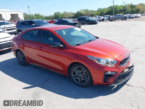 2021 Kia Forte GT-Line with VIN 3KPF34ADXME409193, listed as a IAAI auction lot 41846359 with 52,321 mi miles. Bid and sale history available at carsss.com. Image 1.