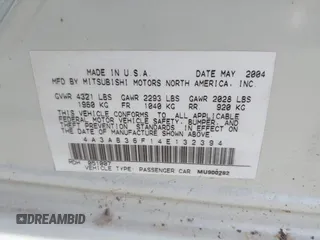 2004 Mitsubishi Galant ES z VIN 4A3AB36F14E132394, wystawiony jako IAAI lot #41946982 z przebiegiem 167 162 mil mil oraz . Historia ofert i sprzedaży dostępna na DreamBid. Obrazek 9.