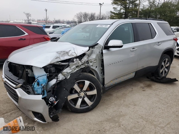 2021 Chevrolet Traverse LT Leather with VIN 1GNERHKW0MJ217454, listed as a Copart auction lot 43602785 with 96,733 mi miles and Salvage Title. Bid and sale history available at carsss.com. Image 1.