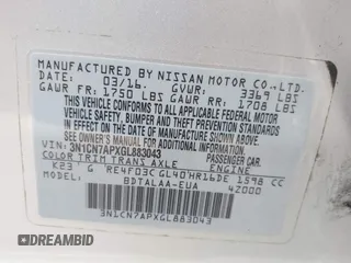 2016 Nissan Versa SV with VIN 3N1CN7APXGL883043, listed as a IAAI auction lot 41659677 with 161,159 mi miles and . Bid and sale history available at carsss.com. Image 9.