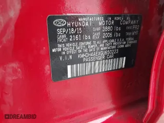 2016 Hyundai Elantra SE with VIN KMHDH4AEXGU650223, listed as a IAAI auction lot 41889561 with 107,533 mi miles. Bid and sale history available at carsss.com. Image 9.