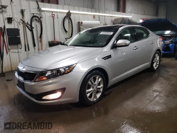 2013 Kia Optima EX with VIN 5XXGN4A70DG187683, listed as a Copart auction lot 45569855 with 128,236 mi miles and Salvage Title. Bid and sale history available at carsss.com. Image 1.