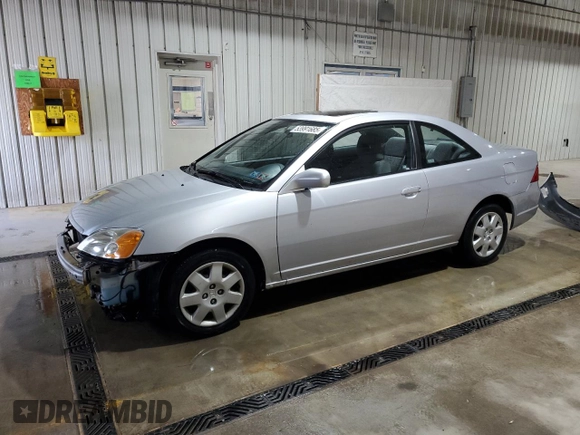 2002 Honda Civic EX with VIN 1HGEM22992L108766, listed as a Copart auction lot 53991685 with 84,542 mi miles and Salvage Title. Bid and sale history available at carsss.com. Image 1.