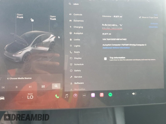 2022 Tesla Model Y Performance with VIN 7SAYGDEF4NF447462, listed as a Copart auction lot 58306595 with 61,671 mi miles and Non repairable. Bid and sale history available at DreamBid. Image 9.
