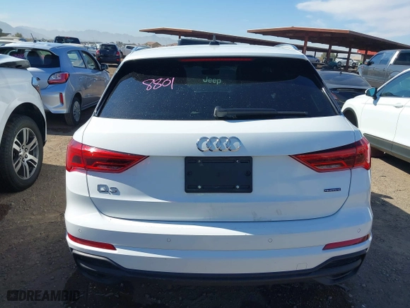 2023 Audi Q3 S line Premium with VIN WA1DECF38P1122125, listed as a IAAI auction lot 41627017 with 28,747 mi miles. Bid and sale history available at carsss.com. Image 16.