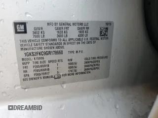 2016 GMC Yukon XL SLE with VIN 1GKS2FKC9GR178660, listed as a Copart auction lot 79937084 with 209,807 mi miles and Salvage Title. Bid and sale history available at DreamBid. Image 15.