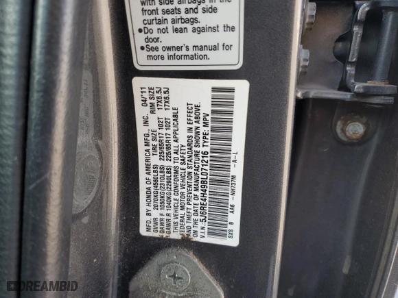 2011 Honda CR-V SE with VIN 5J6RE4H49BL071216, listed as a Copart auction lot 46694615 with 273,286 mi miles and Salvage Title. Bid and sale history available at carsss.com. Image 13.