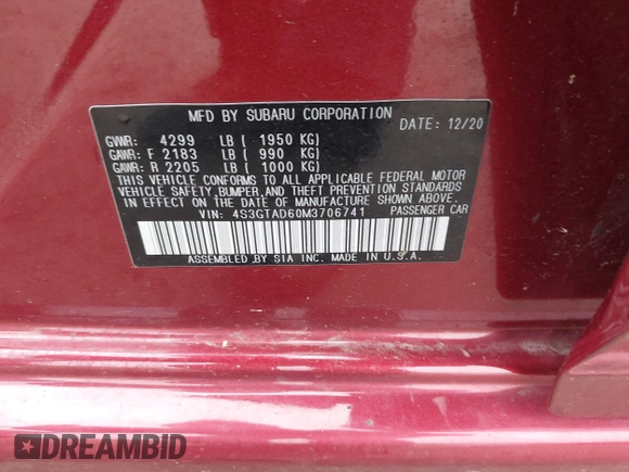 2021 Subaru Impreza Premium с VIN 4S3GTAD60M3706741, выставлен на аукционе IAAI как лот 42194562 с пробегом 9 785 миль миль и . История ставок и продаж доступна на DreamBid. Изображение 9.